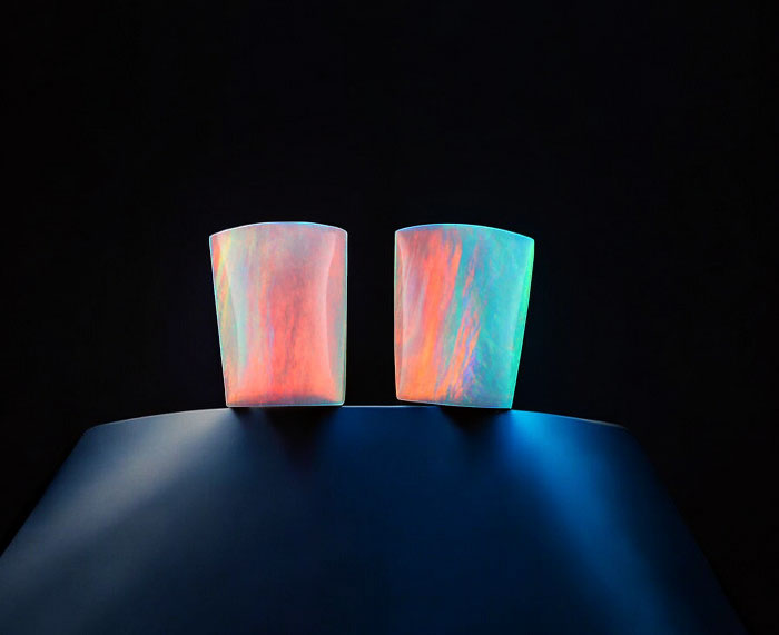 Aurora Opal cabochons matched pair 