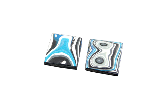 Hand cut Fordite matched pair of cabochons