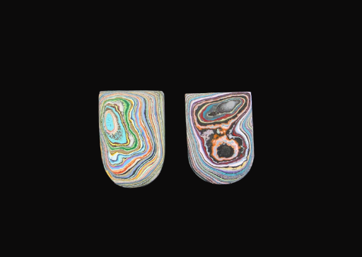 Graffiti Fordite Cabochon Pair