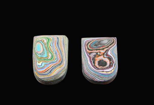 Graffiti Fordite Cabochon Pair