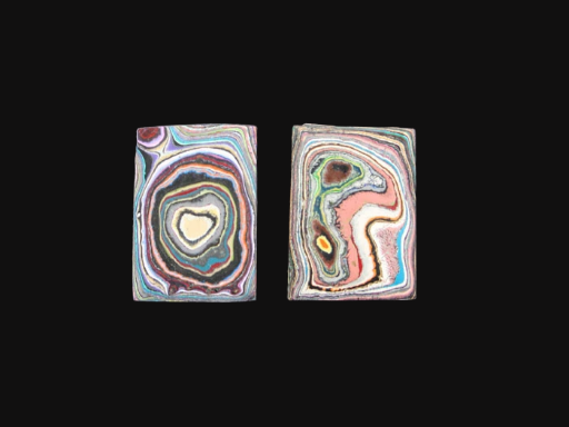Graffiti Fordite Cabochon Pair