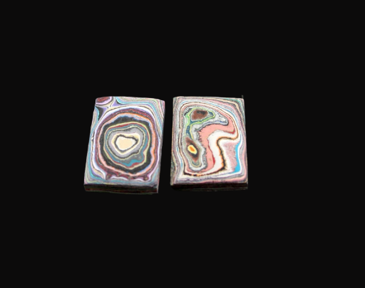 Graffiti Fordite Cabochon Pair