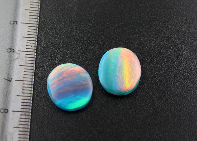 Aurora Opal cabochons matched pair 