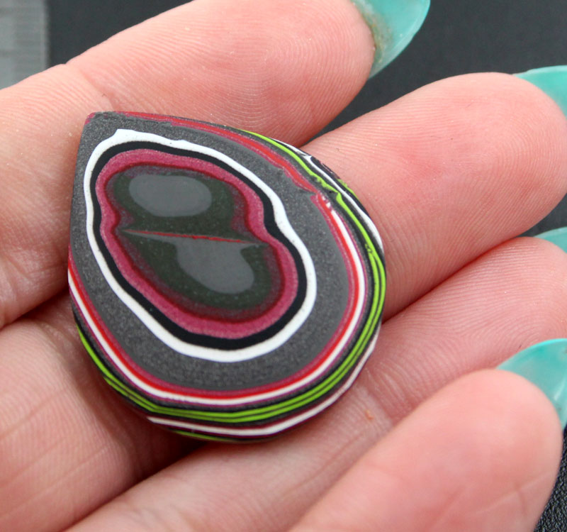 Hand Cut Metallic Pink and Lime Jeep Fordite 