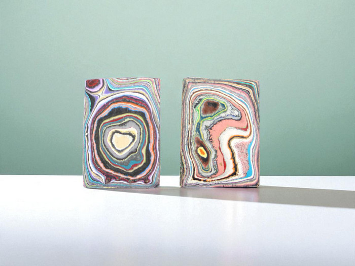 Graffiti Fordite Cabochon Pair