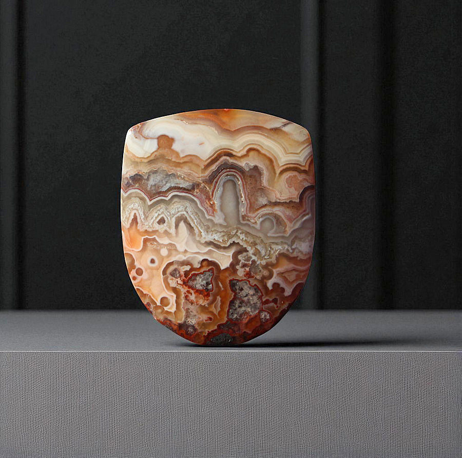 Hand cut Laguna lace Agate cabochon