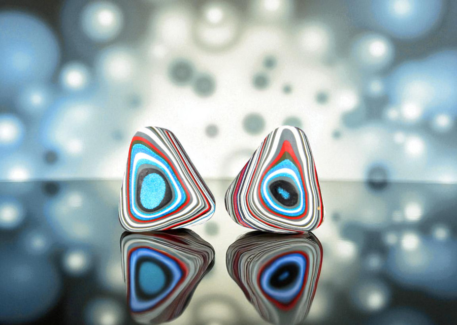 Fordite Pair of cabochons