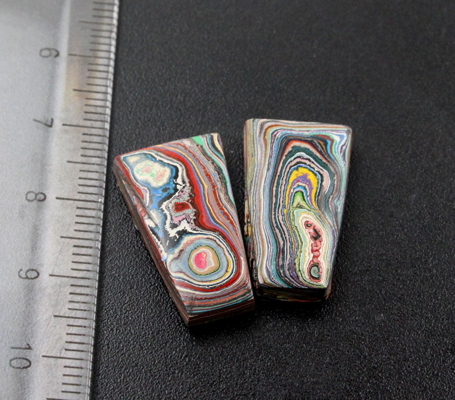 Graffiti Fordite Cabochon Pair