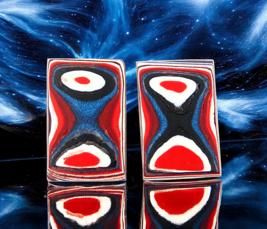 Fordite Pair of cabochons
