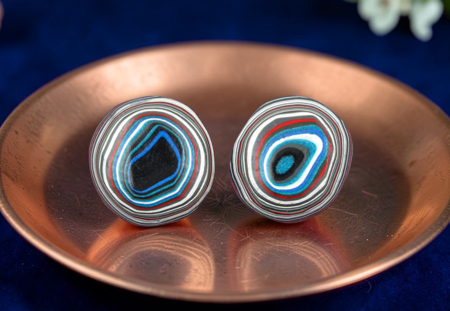  Fordite Jeep Pair of cabochons