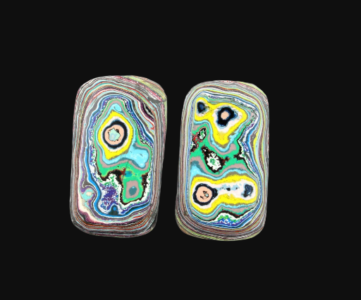 Graffiti Fordite Cabochon Pair