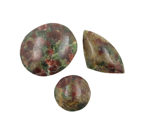 Sale bundle set of three hand cut Ruby In garnett cabochon's 