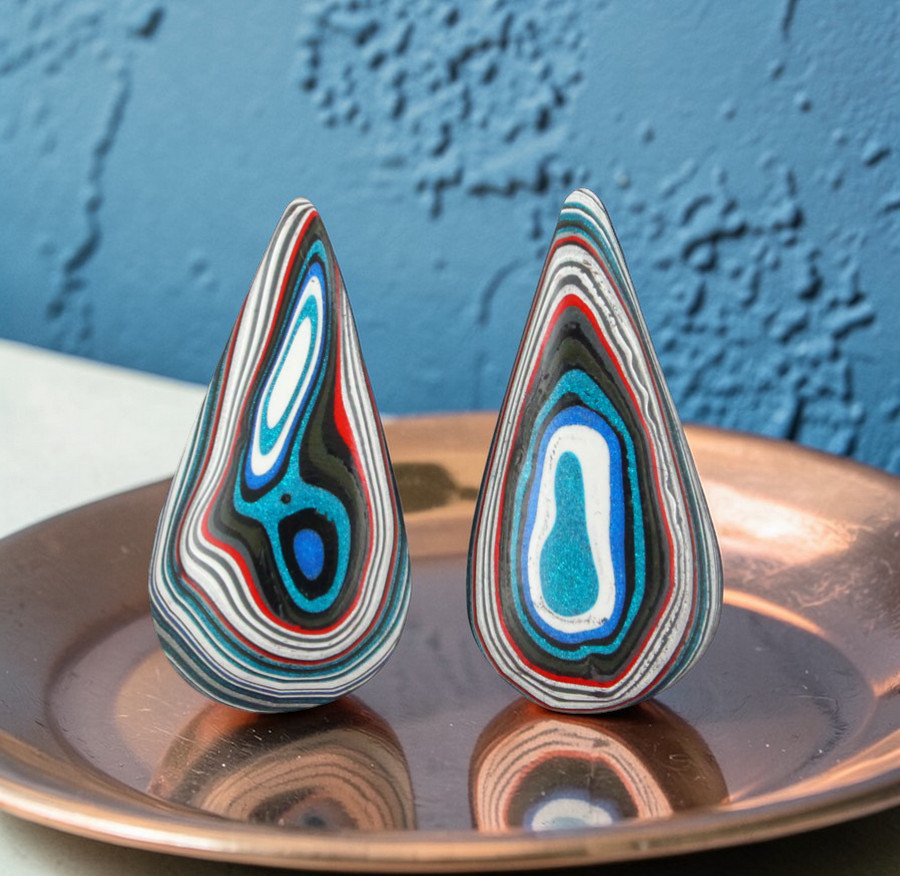  Fordite Jeep Pair of cabochons