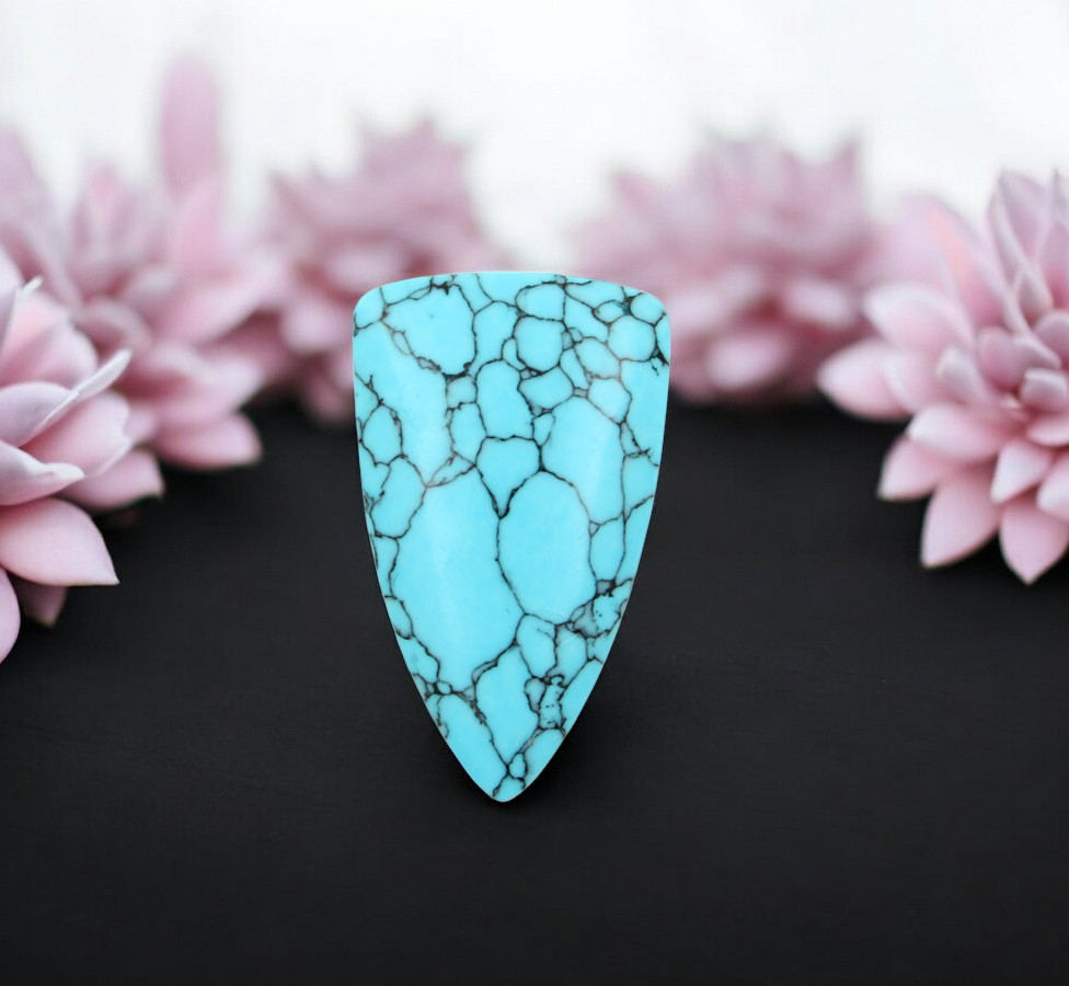 Spiderweb Turquoise hand cut Cabochon
