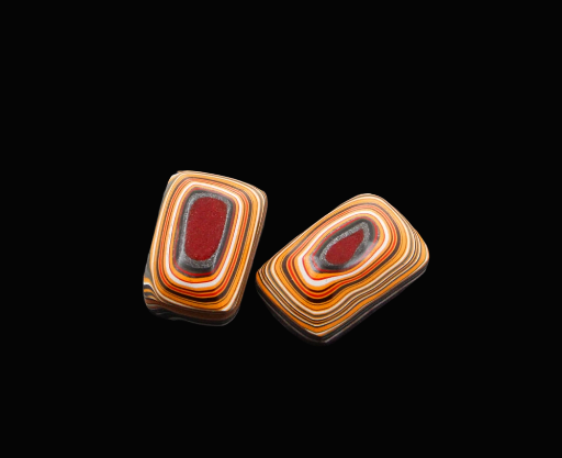 Rare Colourway Fordite Pair of cabochons