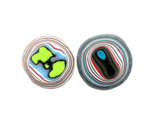 Bold Fordite Pair of cabochons