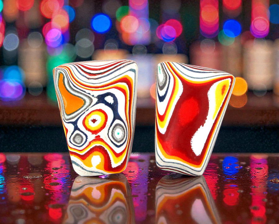Fordite kenworth Pair of cabochons
