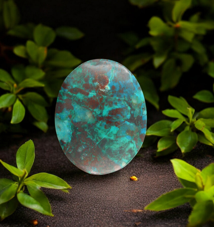 Hand Cut Parrots Wing Chrysocolla Cabochon