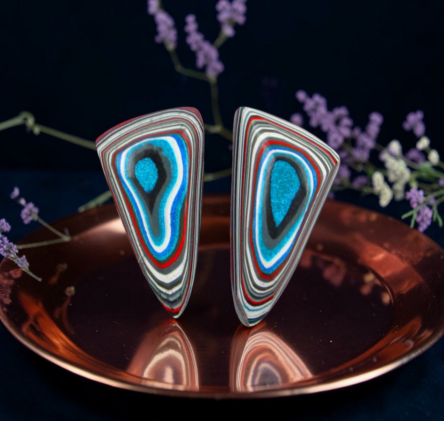  Fordite Jeep Pair of cabochons