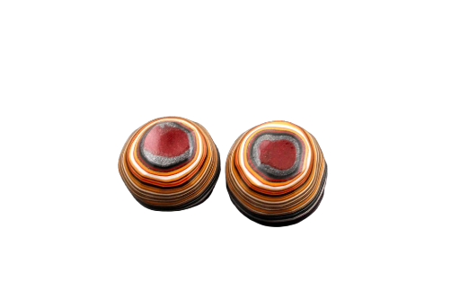 Collectors Rare Colourway Fordite Pair of cabochons