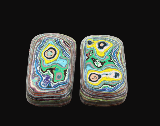 Graffiti Fordite Cabochon Pair