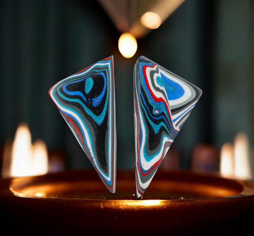 Large Fordite Jeep Pair of cabochons