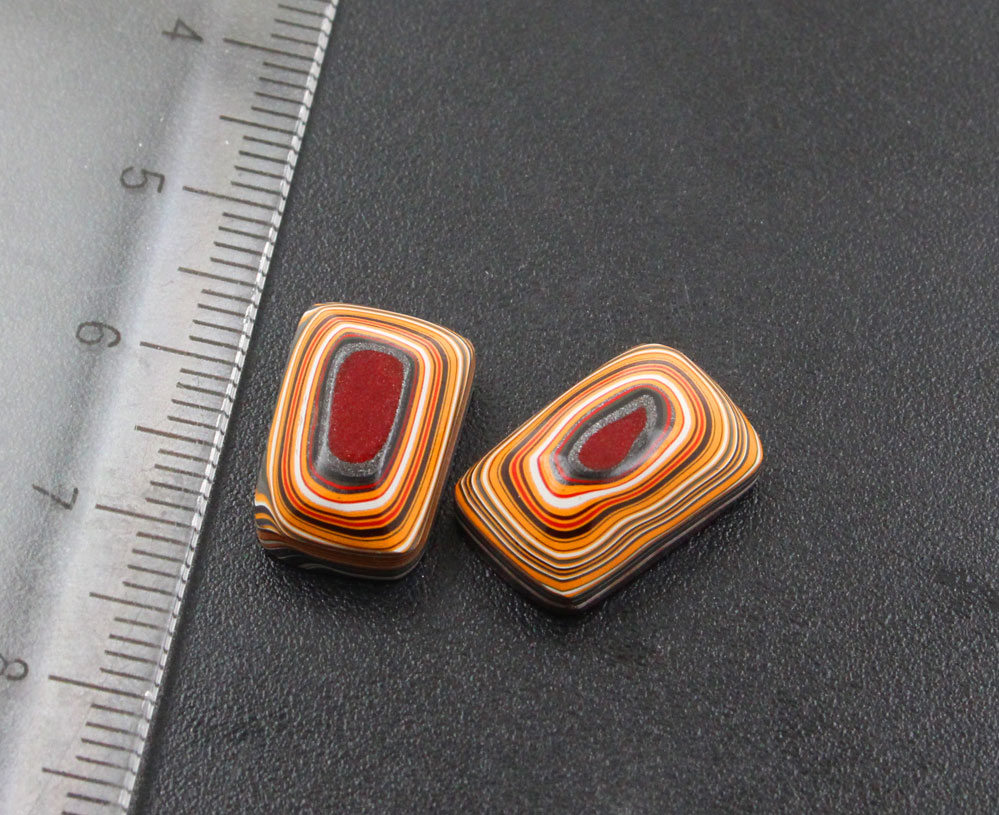 Rare Colourway Fordite Pair of cabochons