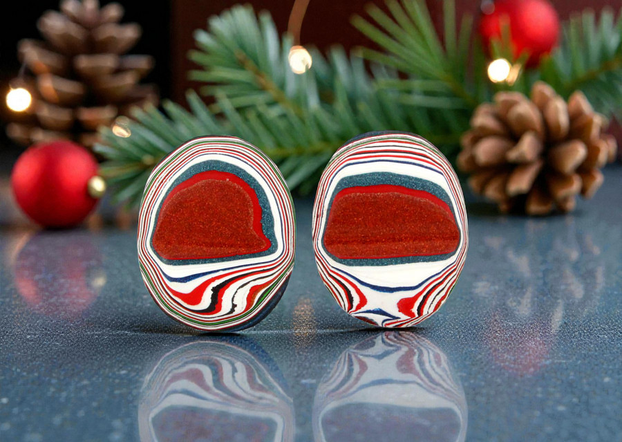 Fordite kenworth Pair of cabochons
