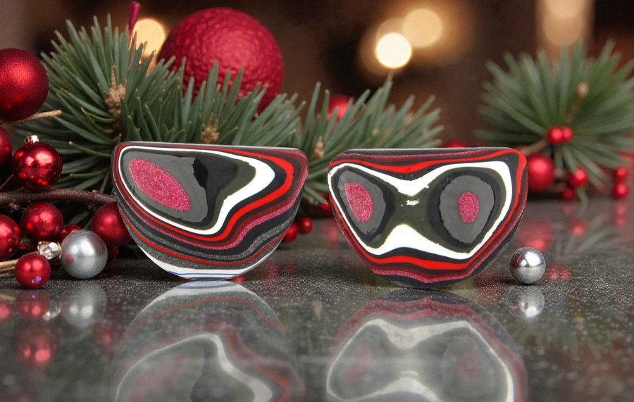 Fordite Jeep Pair of cabochons