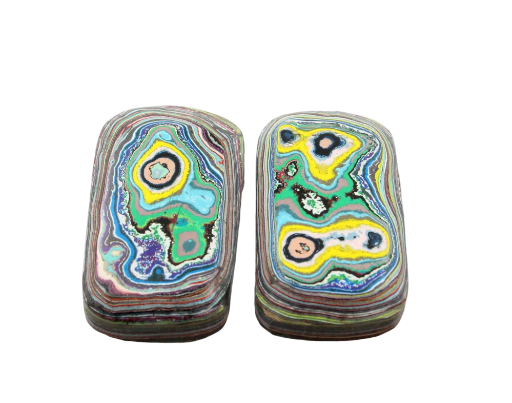 Graffiti Fordite Cabochon Pair