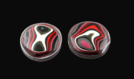 Metallic pink and grey rare colourway Jeep Fordite Pair of cabochons
