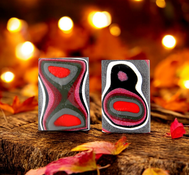 Fordite Pair of cabochons