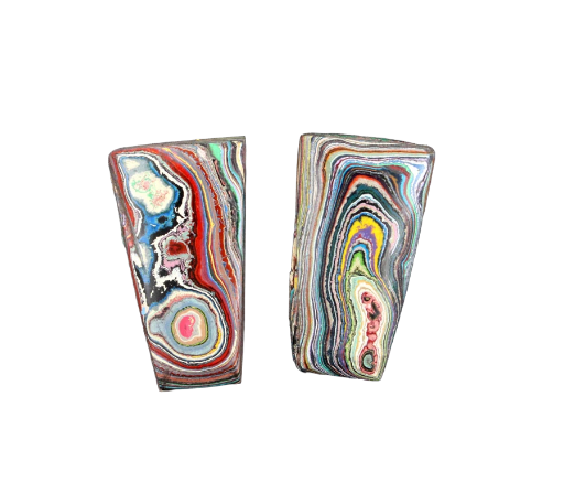Graffiti Fordite Cabochon Pair