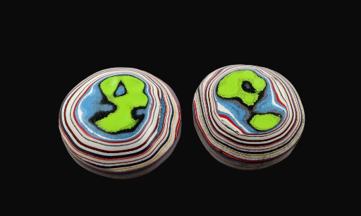 Funky Lime Green  kenworth Fordite Pair of cabochons