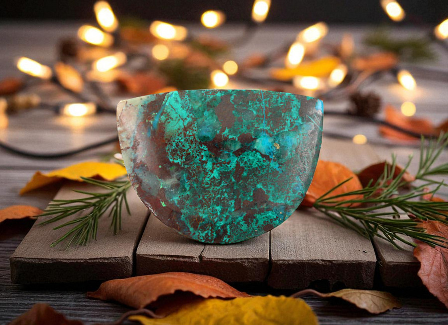 Hand Cut Parrots Wing Chrysocolla Cabochon