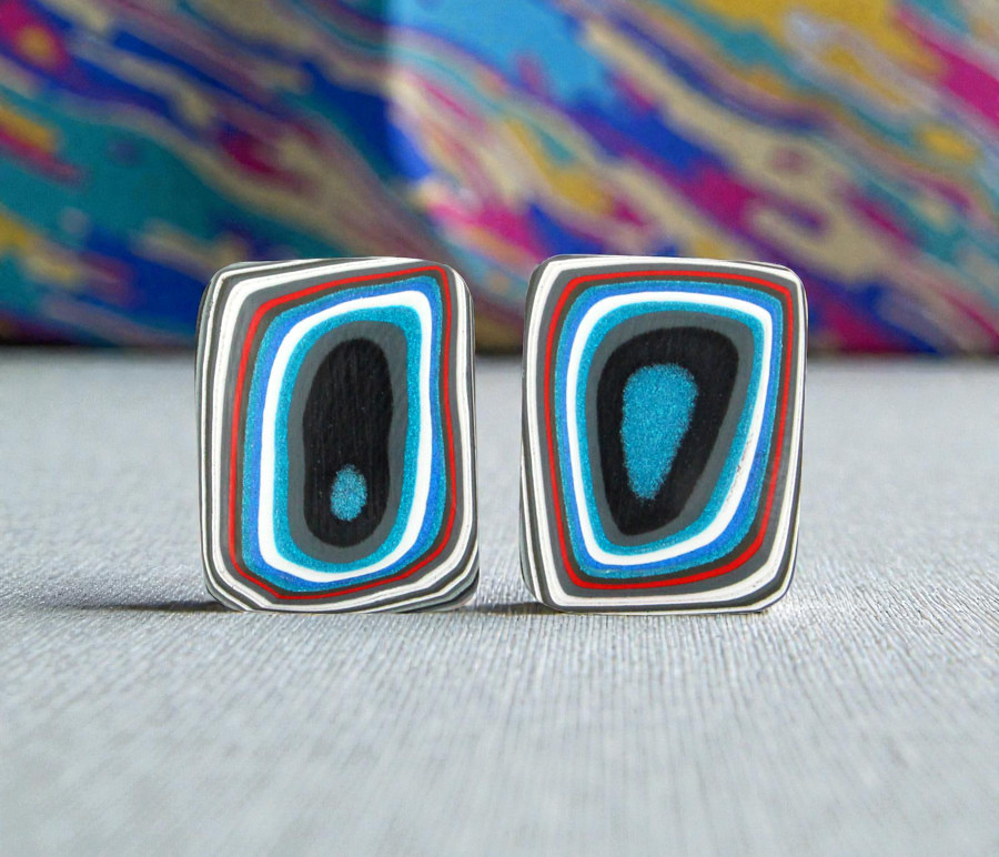 Fordite Jeep Pair of cabochons
