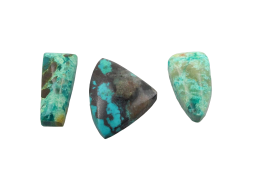 Hand Cut Chrysocolla 3 small acent cabochons set of 3