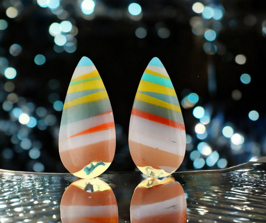 Surfite matched pair of cabochons