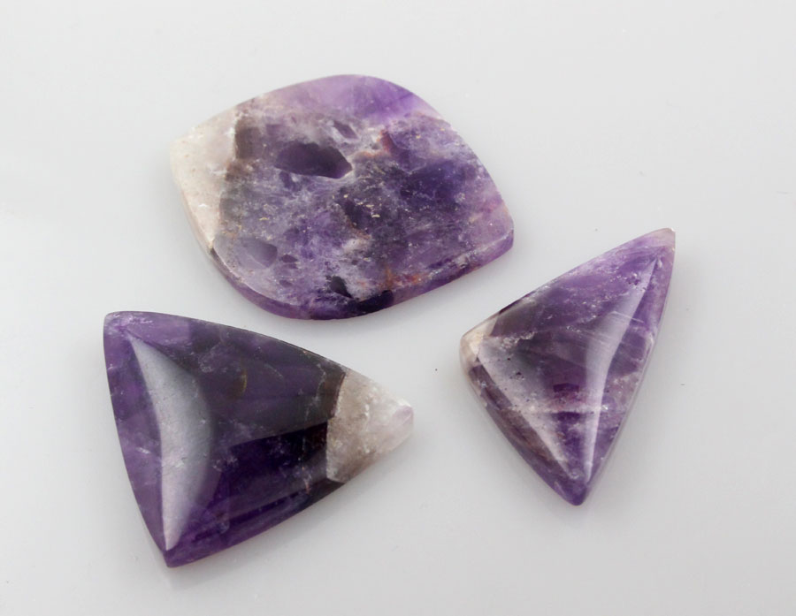 Sale bundle set of three hand cutChevron Amethyst cabochon's 