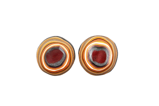 Collectors Rare Colourway Fordite Pair of cabochons
