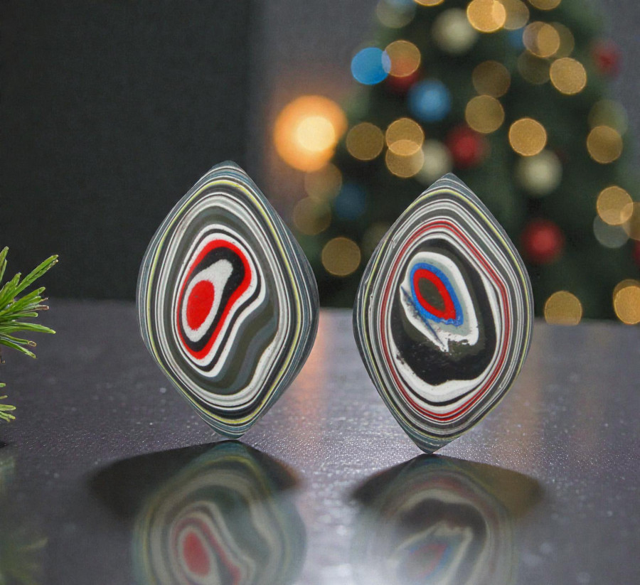 Fordite Jeep Pair of cabochons