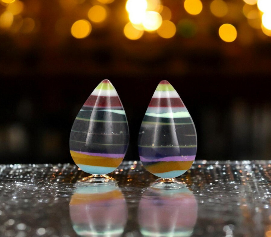 Surfite matched pair of cabochons