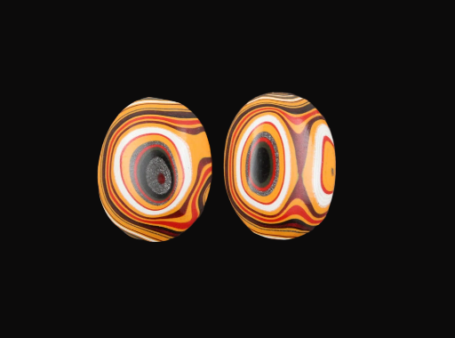 Collectors Rare Colourway Fordite Pair of cabochons