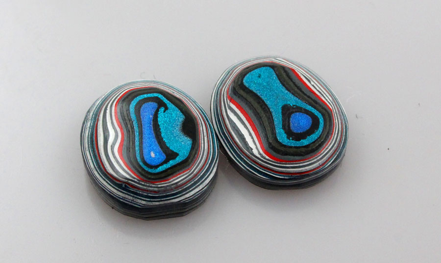 Fordite Jeep Pair of cabochons