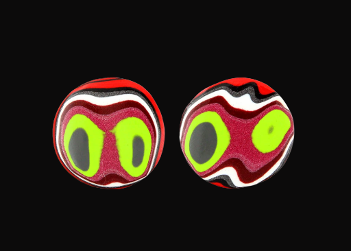 Metallic pink and Lime green  rare colourway Jeep Fordite Pair of cabochons