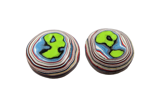 Funky Lime Green  kenworth Fordite Pair of cabochons