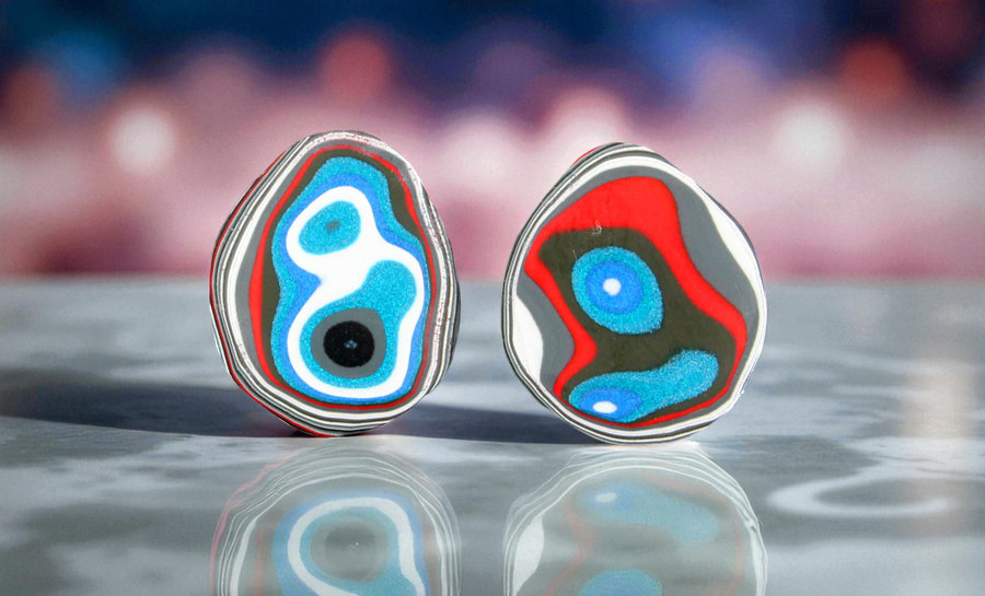 Fordite Pair of cabochons
