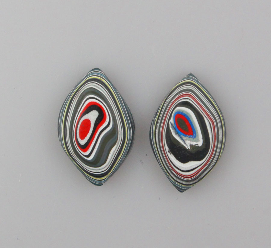 Fordite Jeep Pair of cabochons