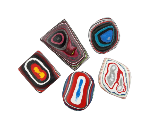 Set of 5 Fordite Ring cabochons