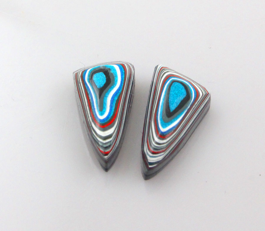  Fordite Jeep Pair of cabochons